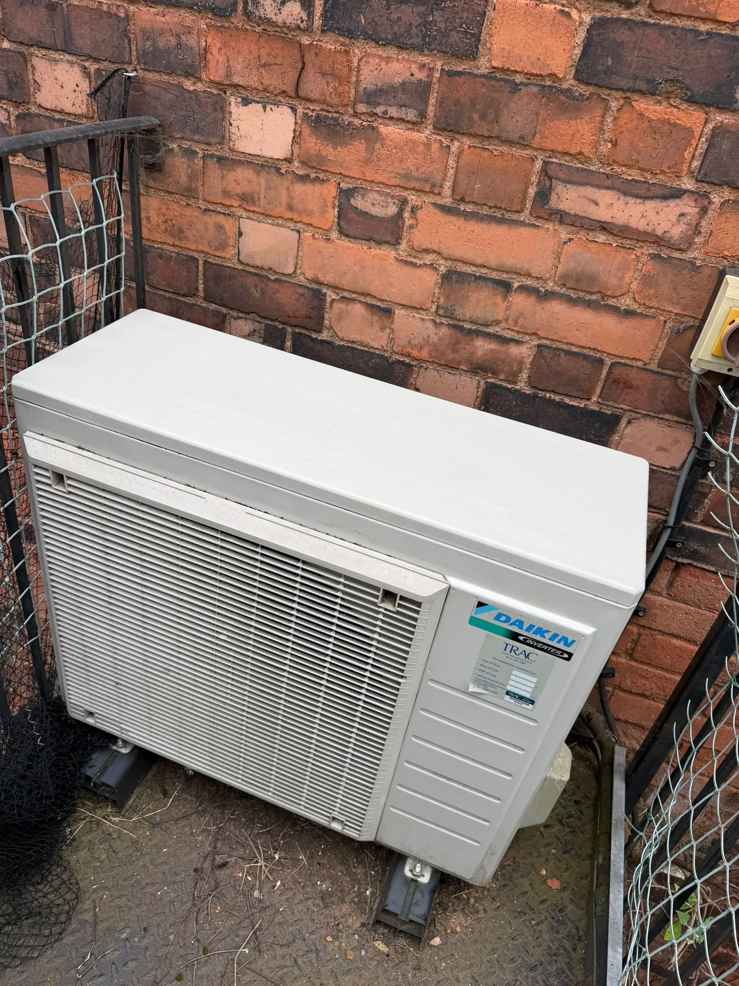 External Daikin air conditioning condenser cleaned and checked after a service by Aervue